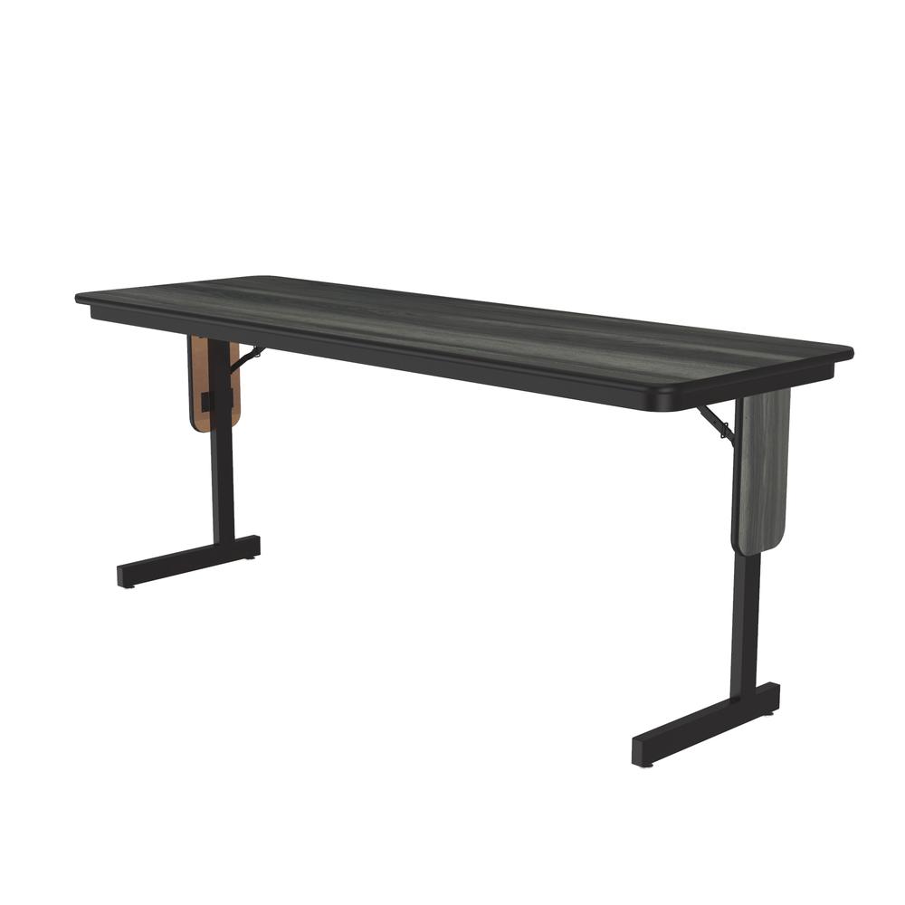 Deluxe High-Pressure Folding Seminar Table with Panel Leg, 24x60" RECTANGULAR NEW ENGLAND DRIFTWOOD BLACK. Picture 2