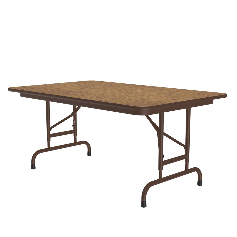 Adjustable Height Thermal Fused Laminate Top Folding Table, 30x48" RECTANGULAR, MEDIUM OAK  BROWN. Picture 4