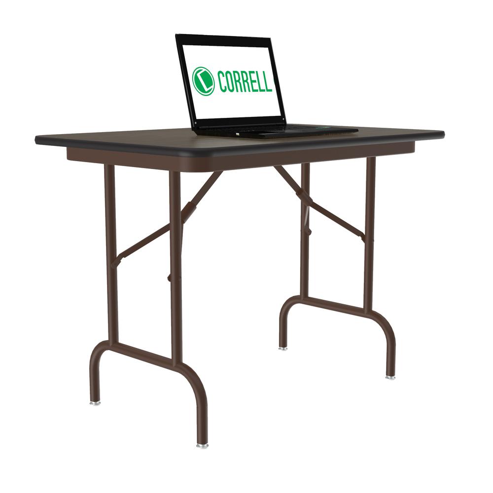 Keyboard Height Melamine Folding Tables, 24x36" RECTANGULAR WALNUT BROWN. Picture 6