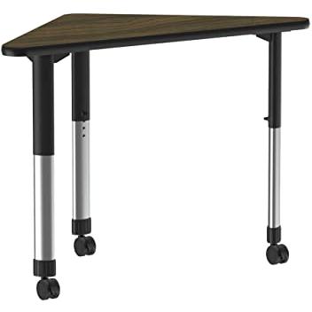 Commercial Lamiante Top Collaborative Desk with Casters, 41x23", WING, WALNUT BLACK/CHROME. Picture 7
