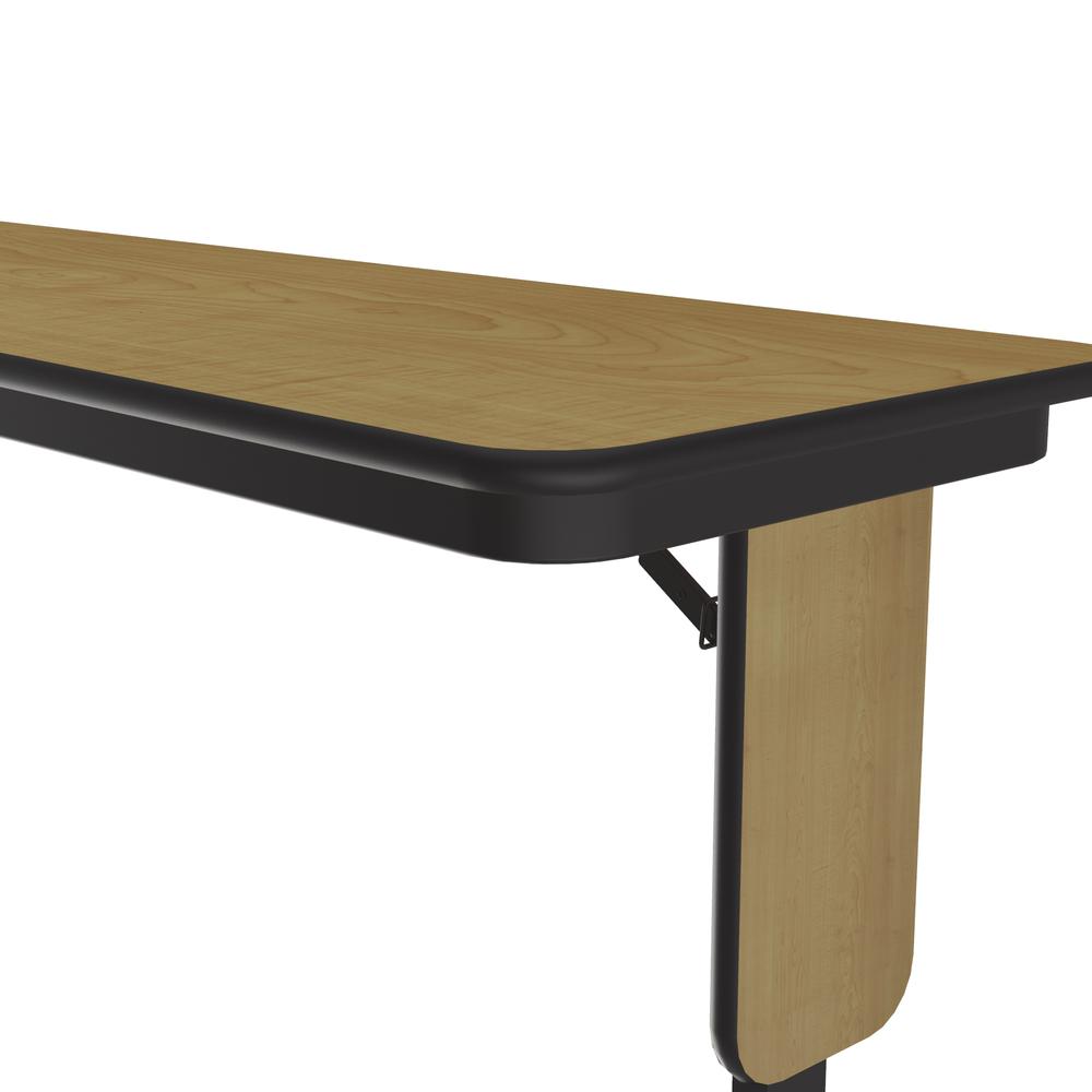 Adjustable Height Deluxe High-Pressure Folding Seminar Table with Panel Leg 18x96", RECTANGULAR, FUSION MAPLE, BLACK. Picture 5
