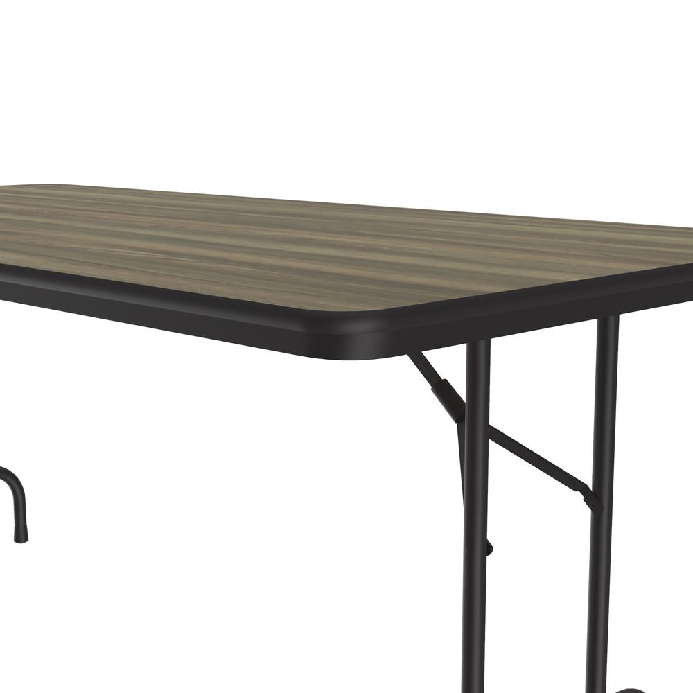Deluxe High Pressure Top Folding Table 36x72", RECTANGULAR, COLONIAL HICKORY, BLACK. Picture 4
