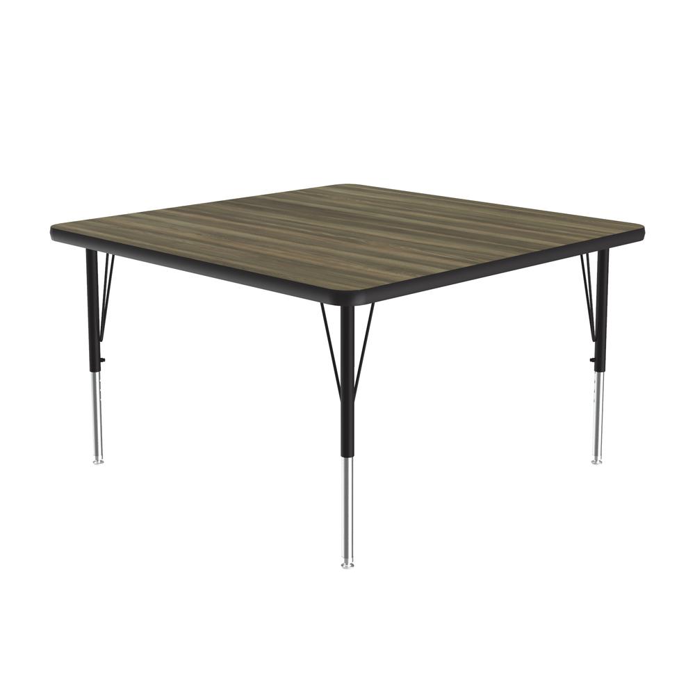 Deluxe High-Pressure Top Activity Tables 42x42" SQUARE, COLONIAL HICKORY BLACK/CHROME. Picture 1