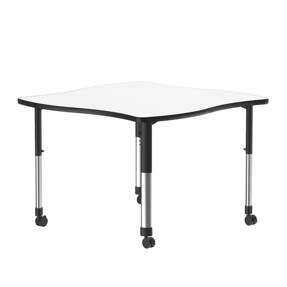 Markerboard-Dry Erase High Pressure Collaborative Desk with Casters 42x42", SWERVE, FROSTY WHITE, BLACK/CHROME. Picture 1