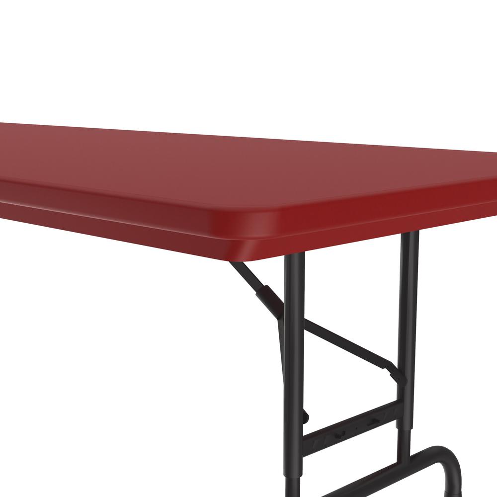 Adjustable Height Commercial Blow-Molded Plastic Folding Table, 30x60", RECTANGULAR, RED BLACK. Picture 3
