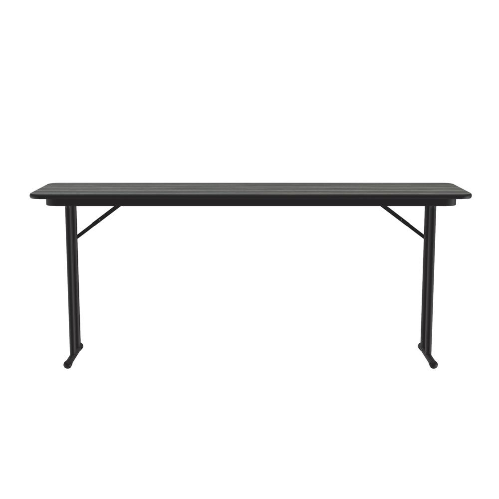 Deluxe High-Pressure Folding Seminar Table with Off-Set Leg 18x72", RECTANGULAR, NEW ENGLAND DRIFTWOOD BLACK. Picture 1