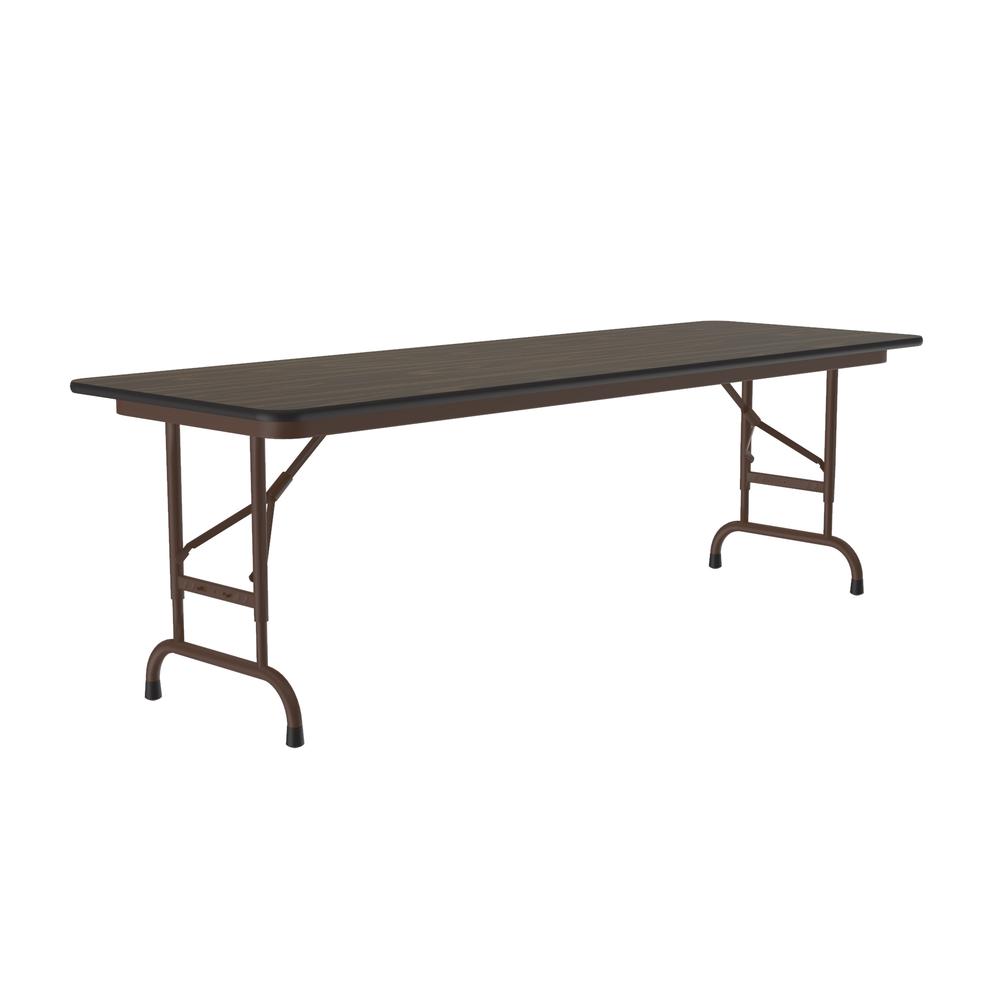 Adjustable Height Thermal Fused Laminate Top Folding Table 24x60", RECTANGULAR WALNUT, BROWN. Picture 4