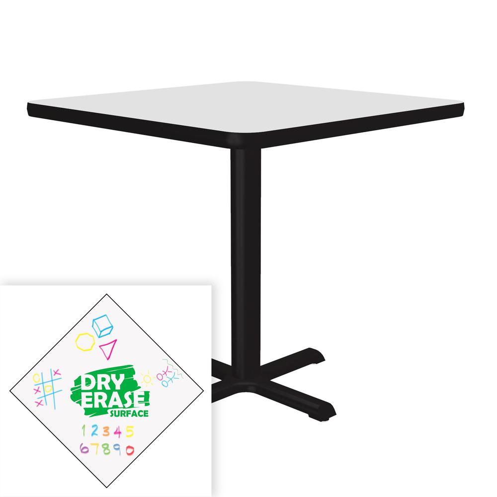 Markerboard-Dry Erase High Pressure Top - Table Height Café and Breakroom Table, 30x30" SQUARE, FROSTY WHITE BLACK. Picture 3