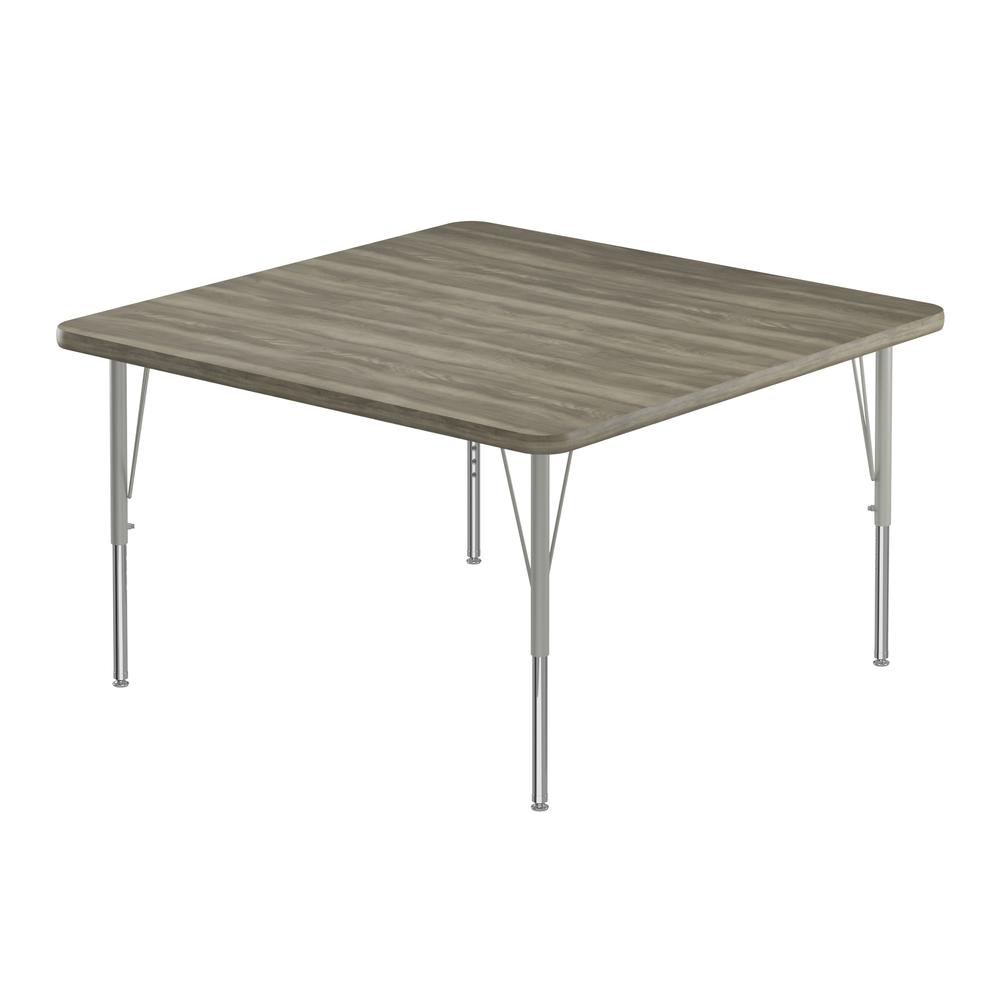 Deluxe High-Pressure Top Activity Tables 42x42", SQUARE NEW ENGLAND DRIFTWOOD, SILVER MIST. Picture 2