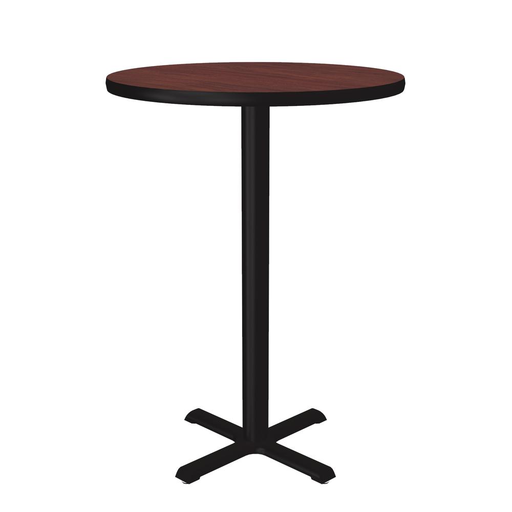 Bar Stool/Standing Height Deluxe High-Pressure Café and Breakroom Table 24x24", ROUND, MAHOGANY, BLACK. Picture 1