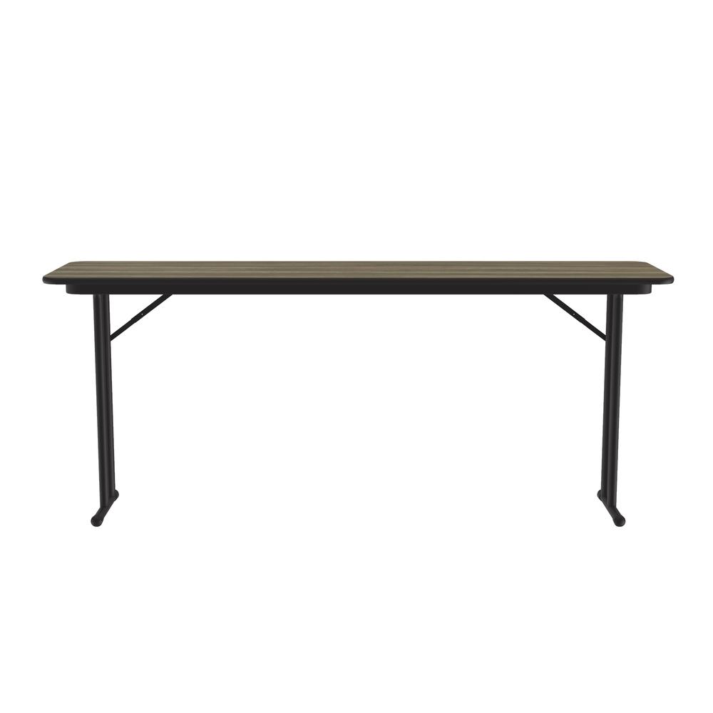 Deluxe High-Pressure Folding Seminar Table with Off-Set Leg, 18x72" RECTANGULAR COLONIAL HICKORY, BLACK. Picture 8