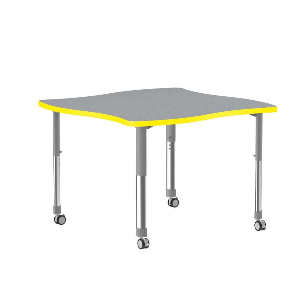 Deluxe High Pressure Collaborative Desk with Casters 42x42" SWERVE, GRAY GRANITE, GRAY/CHROME. Picture 1