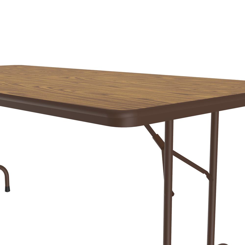 Deluxe High Pressure Top Folding Table 36x72" RECTANGULAR, MED OAK, BROWN. Picture 3
