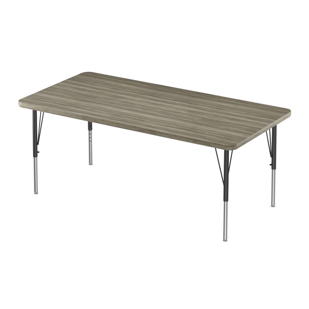 Deluxe High-Pressure Top Activity Tables 30x72", RECTANGULAR NEW ENGLAND DRIFTWOOD BLACK/CHROME. Picture 2