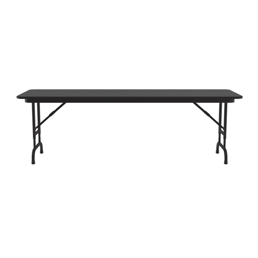 Adjustable Height Econoline Melamine Top Folding Table, 24x72" RECTANGULAR BLACK GRANITE, BLACK. Picture 6