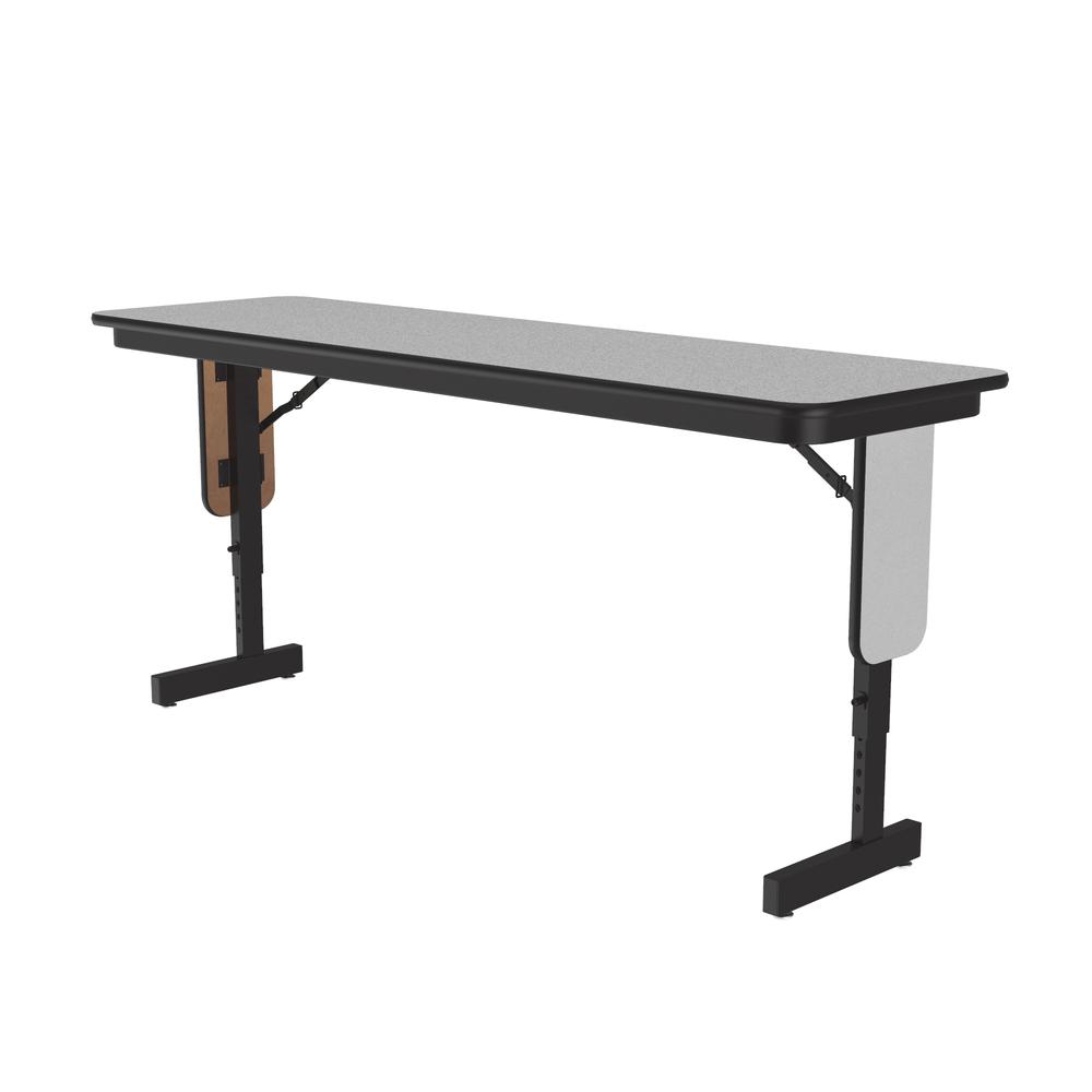Adjustable Height Deluxe High-Pressure Folding Seminar Table with Panel Leg, 18x60" RECTANGULAR GRAY GRANITE BLACK. Picture 5