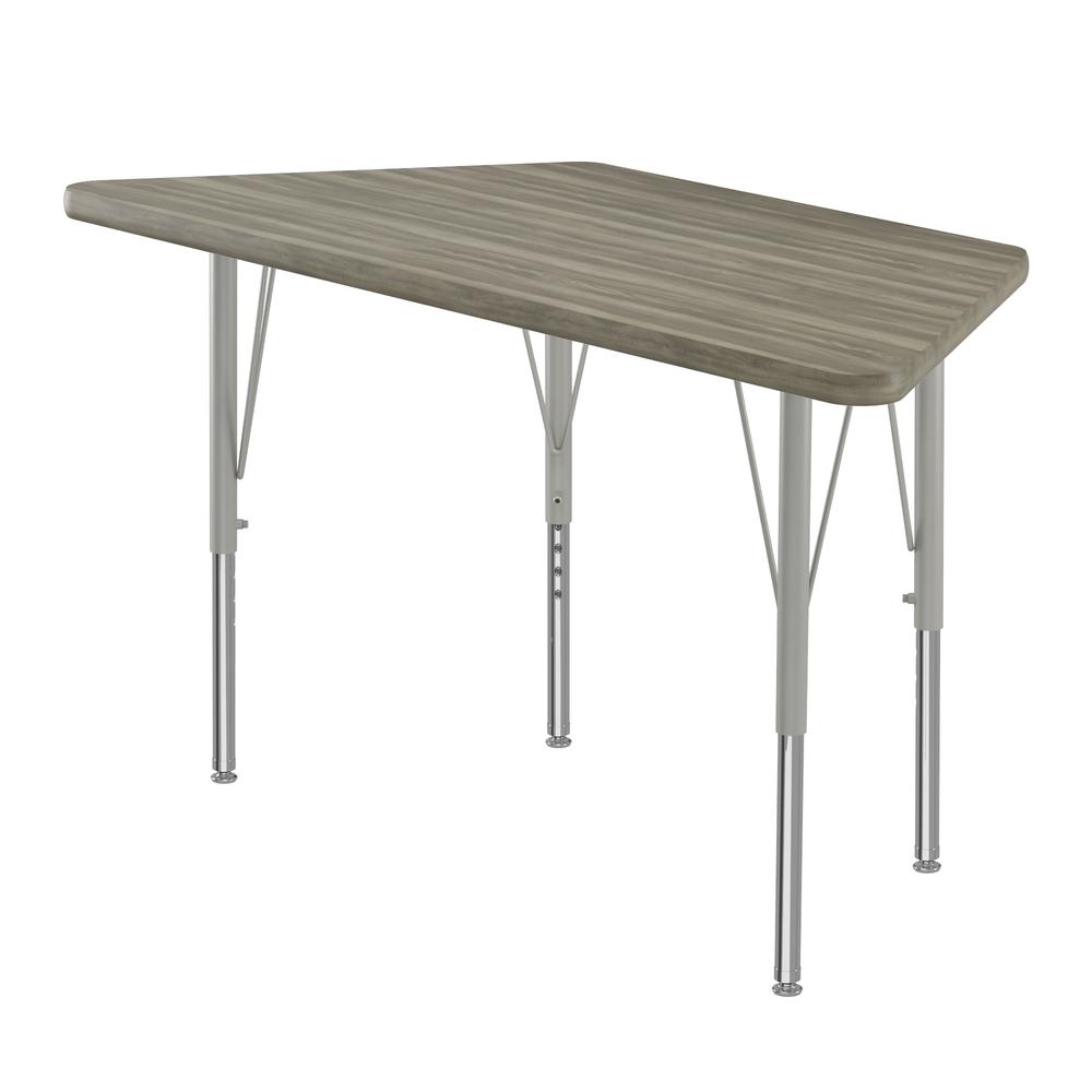 Deluxe High-Pressure Top Activity Tables, 24x48", TRAPEZOID, NEW ENGLAND DRIFTWOOD, SILVER MIST. Picture 6