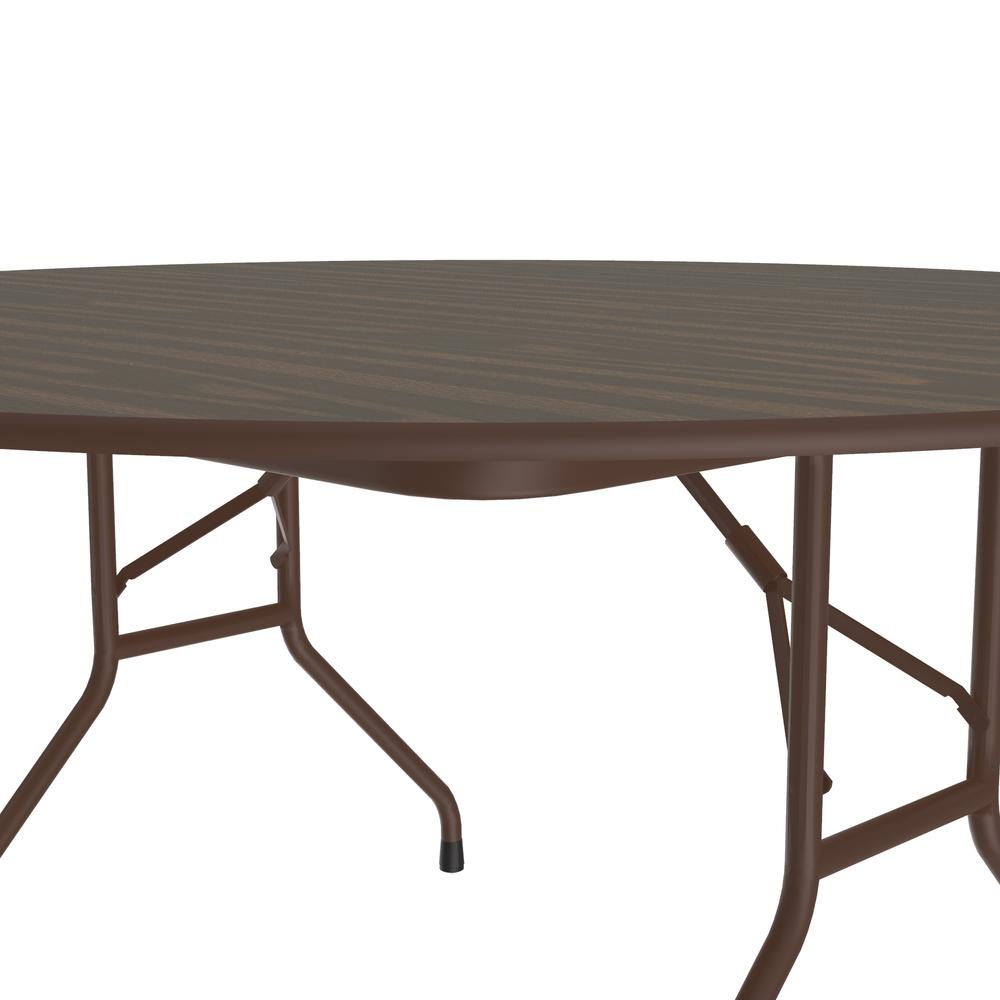 Econoline Melamine Top Folding Table, 60x60", ROUND, WALNUT BROWN. Picture 7