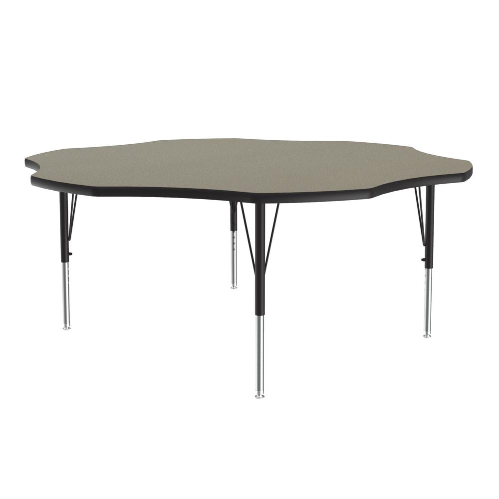 Deluxe High-Pressure Top Activity Tables 60x60" FLOWER, SAVANNAH SAND, BLACK/CHROME. Picture 1