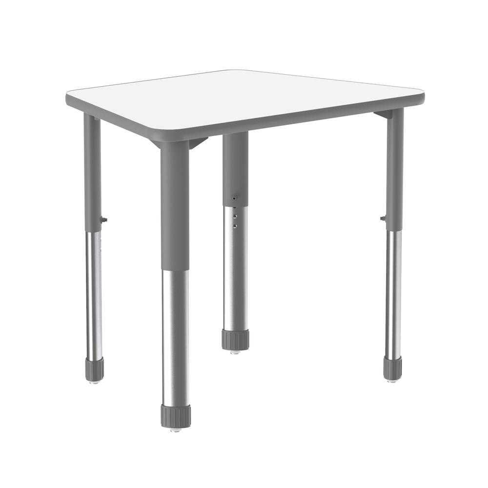 Markerboard-Dry Erase High Pressure Collaborative Desk, 33x23" TRAPEZOID FROSTY WHITE GRAY/CHROME. Picture 7