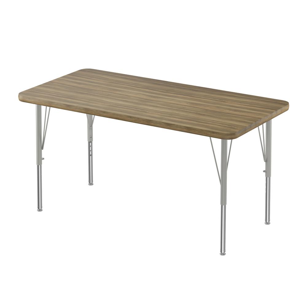 Deluxe High-Pressure Top Activity Tables 24x36", RECTANGULAR, COLONIAL HICKORY SILVER MIST. Picture 3
