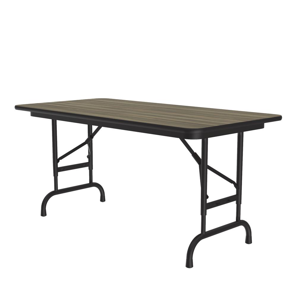 Adjustable Height High Pressure Top Folding Table, 24x48", RECTANGULAR, COLONIAL HICKORY, BLACK. Picture 7