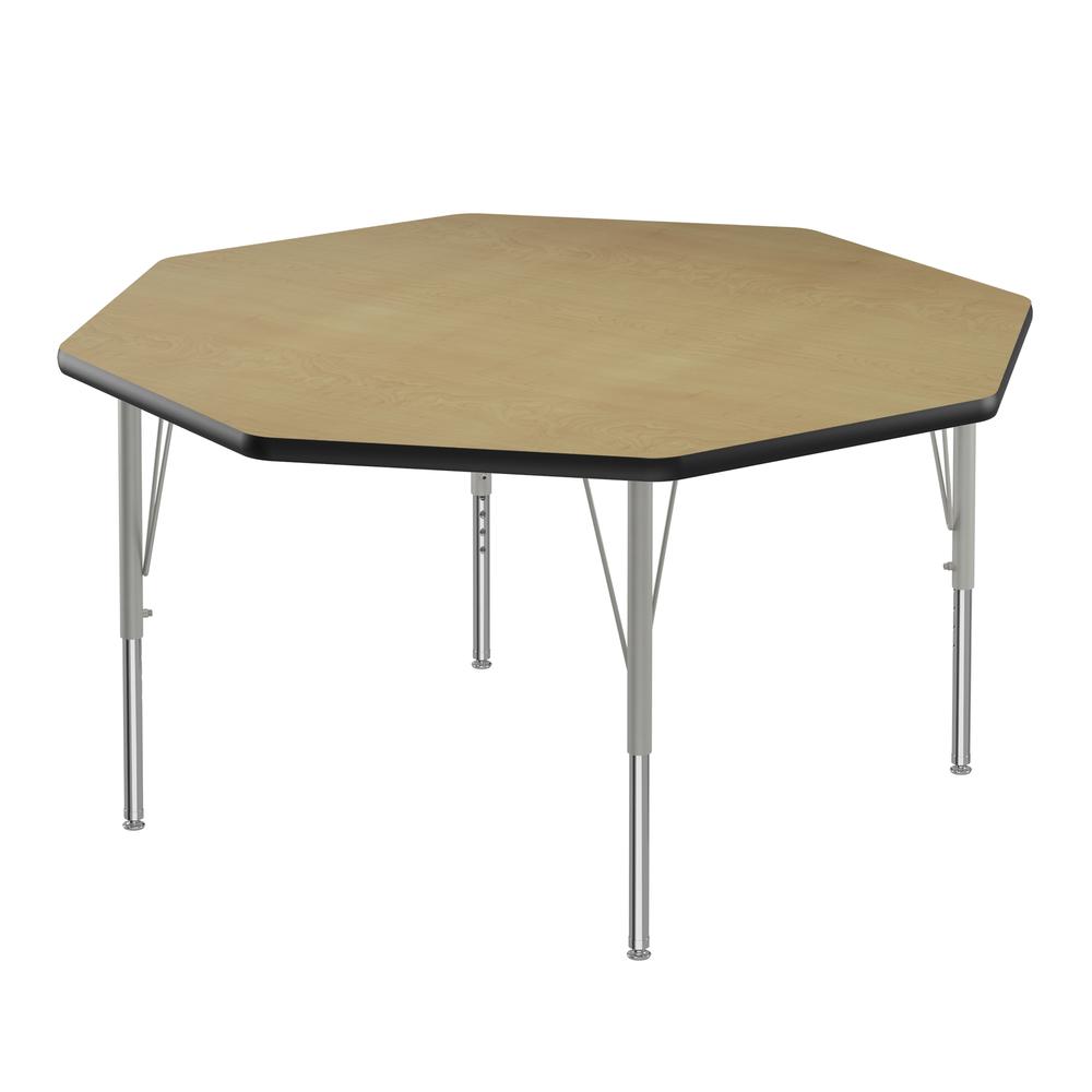 Deluxe High-Pressure Top Activity Tables, 48x48", OCTAGONAL, FUSION MAPLE, SILVER MIST. Picture 1