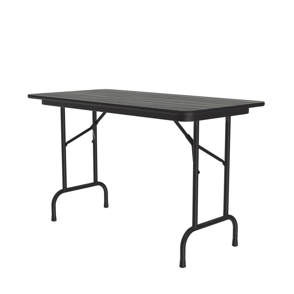 Deluxe High Pressure Top Folding Table, 24x48" RECTANGULAR, NEW ENGLAND DRIFTWOOD BLACK. Picture 1