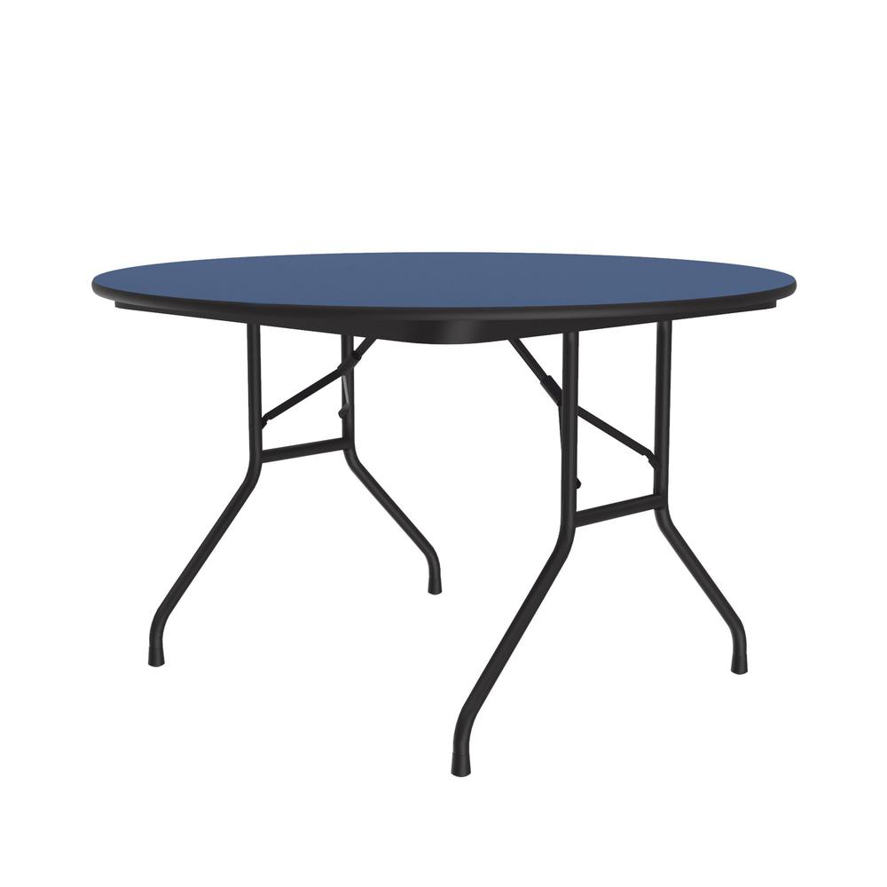 Deluxe High Pressure Top Folding Table 48x48", ROUND BLUE, BLACK. Picture 2