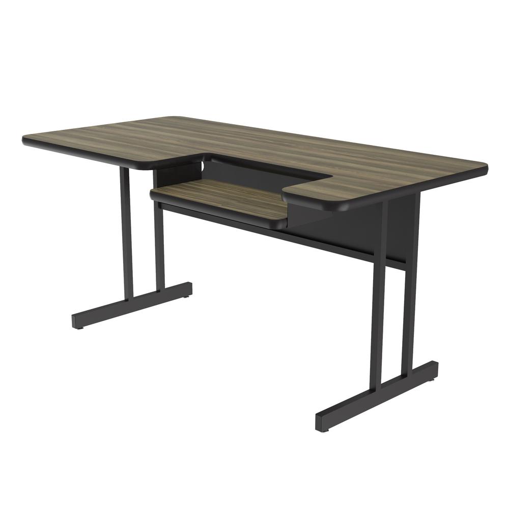 Bi-Level Deluxe High-Pressure Top Computer/Training Desks 30x72" RECTANGULAR, COLONIAL HICKORY, BLACK. Picture 5