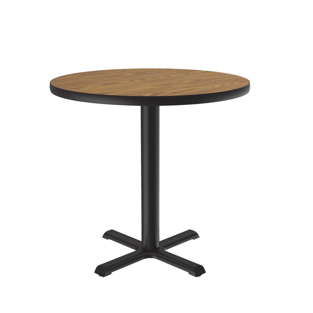 Table Height Commercial Laminate Café and Breakroom Table, 42x42" ROUND MEDIUM OAK, BLACK. Picture 8