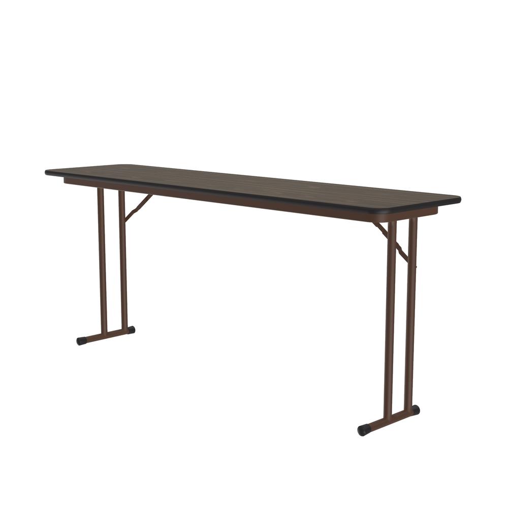 Deluxe High-Pressure Folding Seminar Table with Off-Set Leg 18x96" RECTANGULAR, WALNUT BROWN. Picture 2