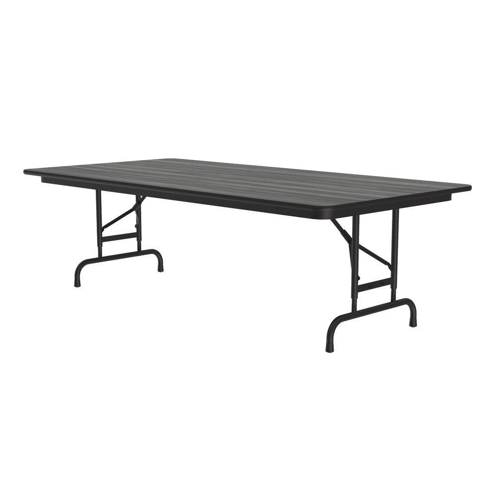 Adjustable Height High Pressure Top Folding Table, 36x72", RECTANGULAR, NEW ENGLAND DRIFTWOOD BLACK. Picture 2