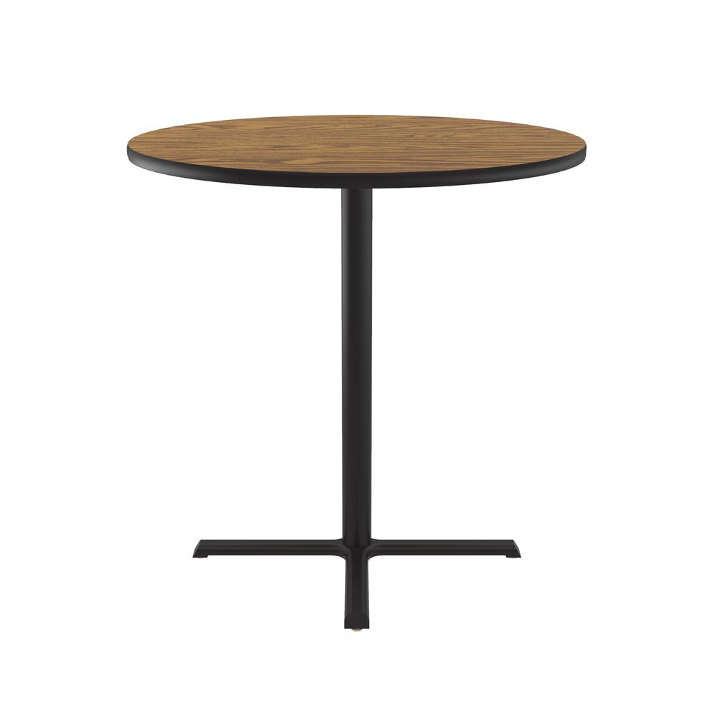 Bar Stool/Standing Height Commercial Laminate Café and Breakroom Table, 36x36" ROUND MEDIUM OAK BLACK. Picture 4