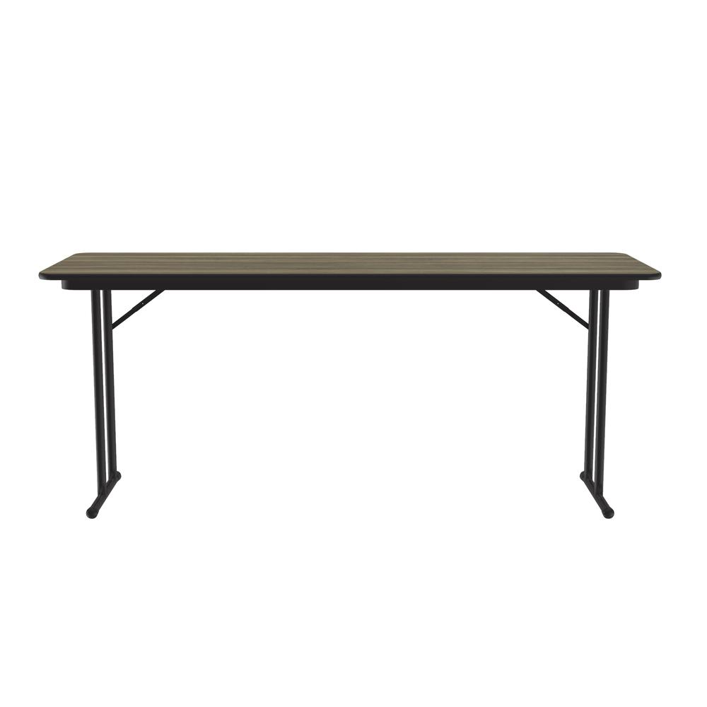 Deluxe High-Pressure Folding Seminar Table with Off-Set Leg, 24x60" RECTANGULAR COLONIAL HICKORY BLACK. Picture 2