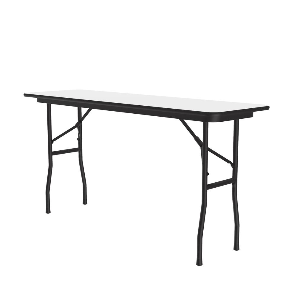 Deluxe High Pressure Top Folding Table, 18x96" RECTANGULAR WHITE, BLACK. Picture 3