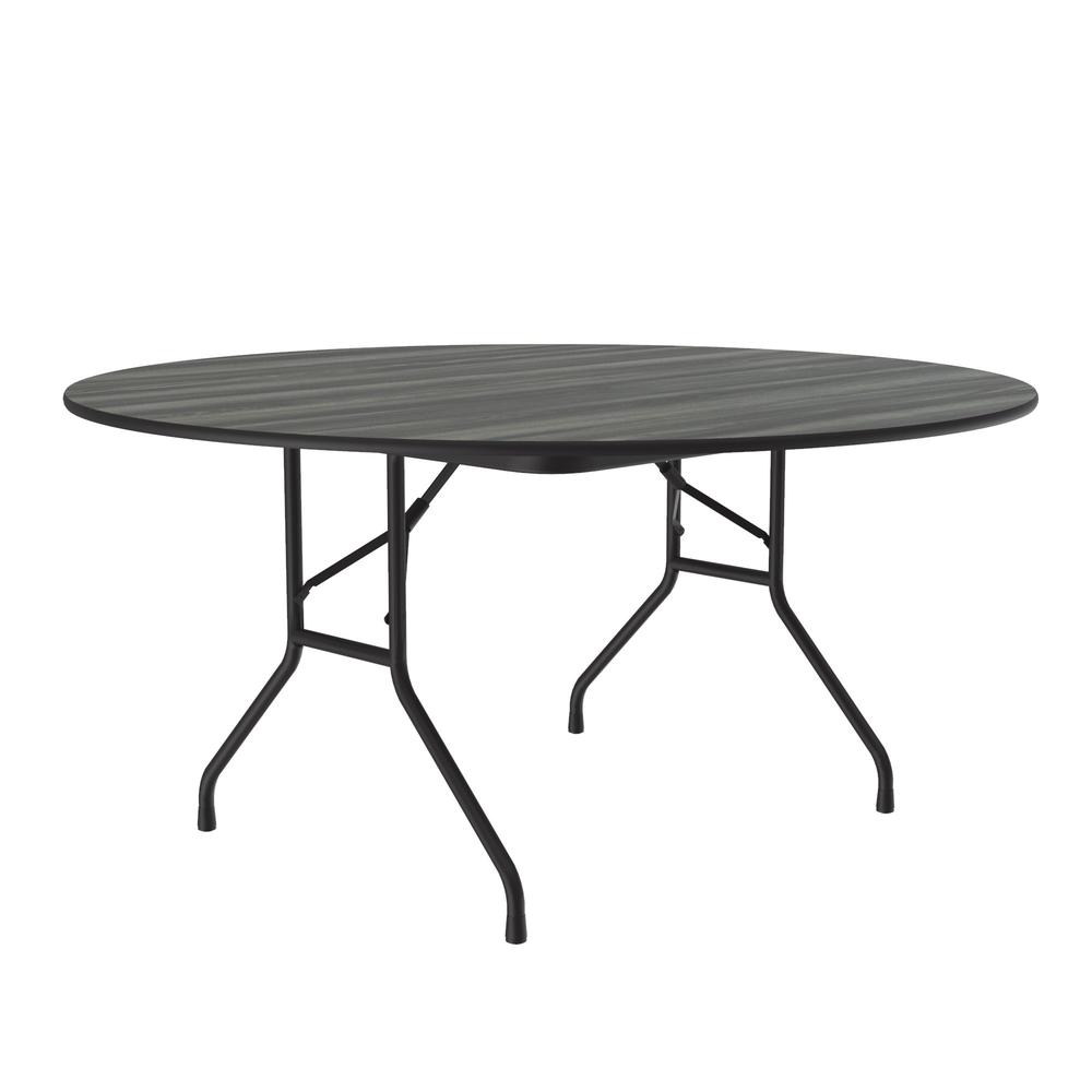 Deluxe High Pressure Top Folding Table 60x60", ROUND, NEW ENGLAND DRIFTWOOD, BLACK. Picture 3