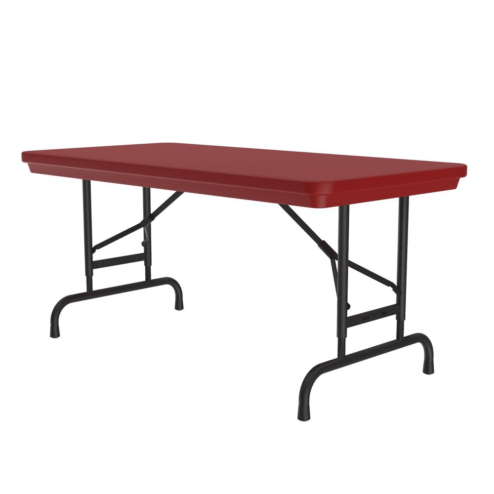 Adjustable Height Commercial Blow-Molded Plastic Folding Table 24x48" RECTANGULAR, RED, BLACK. Picture 3