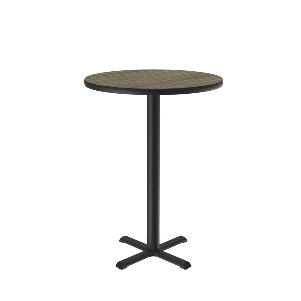 Bar Stool/Standing Height Deluxe High-Pressure Café and Breakroom Table, 24x24", ROUND, COLONIAL HICKORY, BLACK. Picture 1