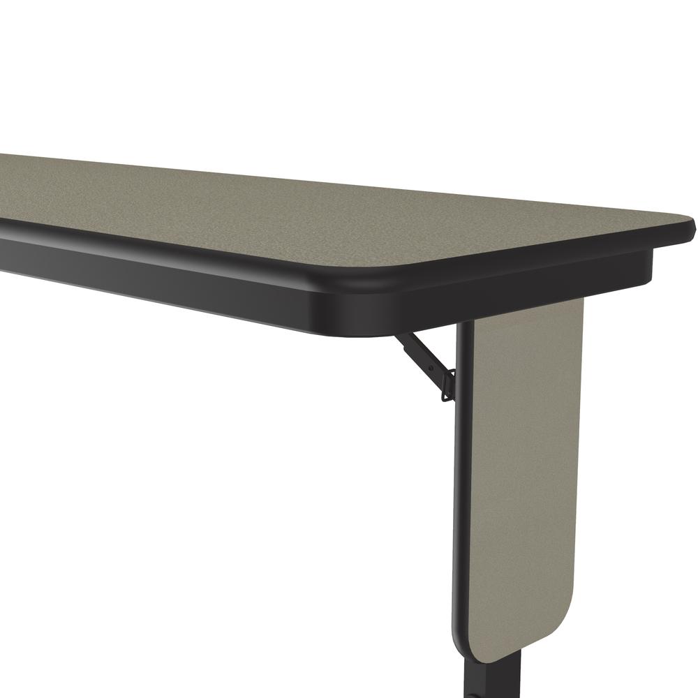 Adjustable Height Deluxe High-Pressure Folding Seminar Table with Panel Leg, 18x60" RECTANGULAR SAVANNAH SAND , BLACK. Picture 9
