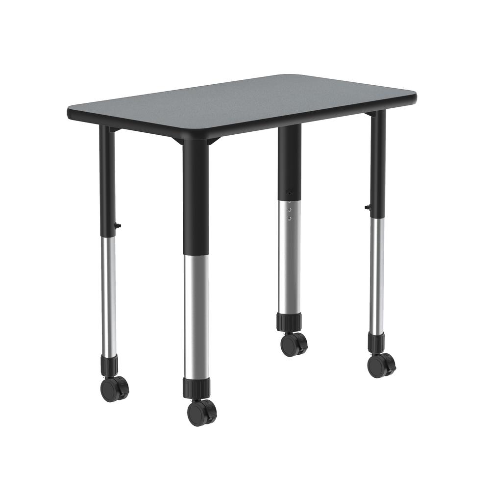 Commercial Lamiante Top Collaborative Desk with Casters 34x20, RECTANGULAR, GRAY GRANITE BLACK/CHROME. Picture 1