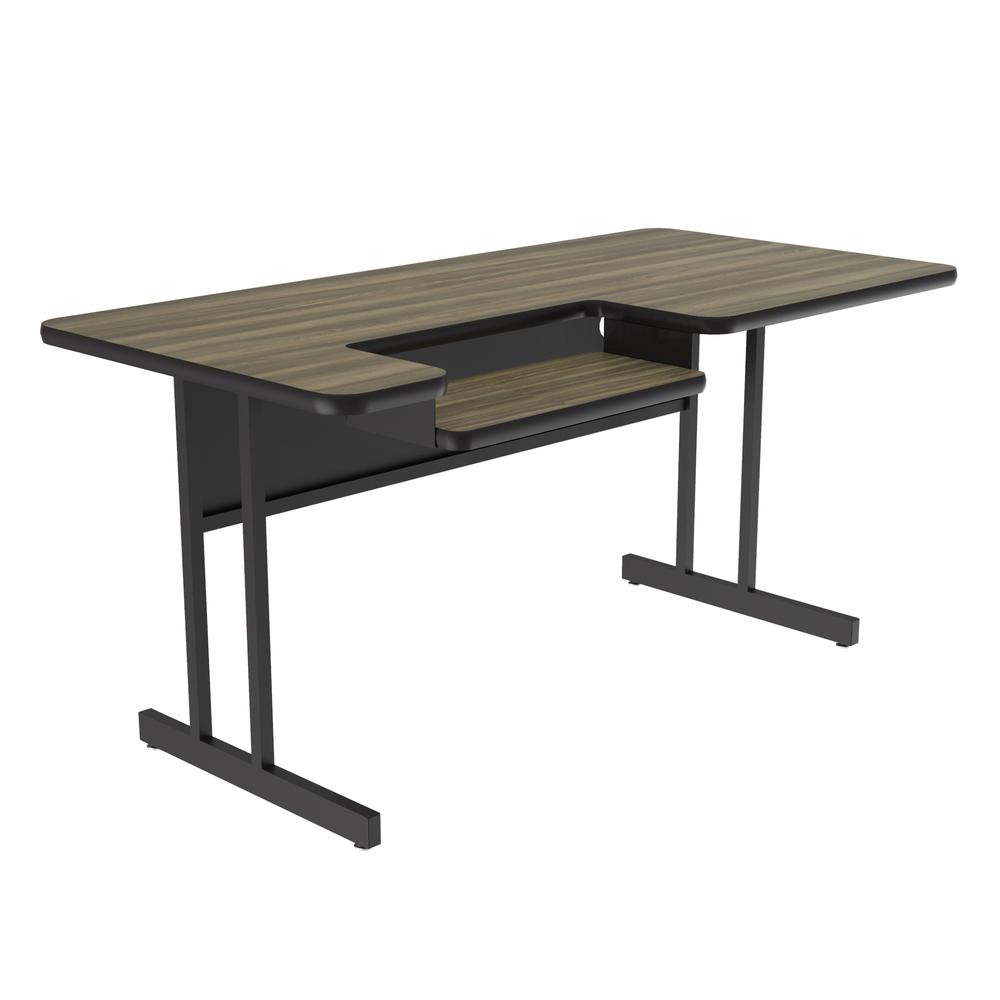Bi-Level Deluxe High-Pressure Top Computer/Training Desks 30x60", RECTANGULAR, COLONIAL HICKORY BLACK. Picture 5