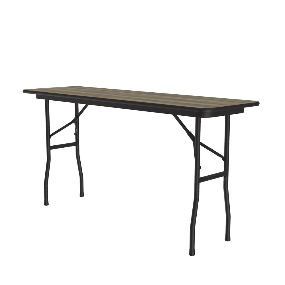 Deluxe High Pressure Top Folding Table 18x96", RECTANGULAR COLONIAL HICKORY, BLACK. Picture 1
