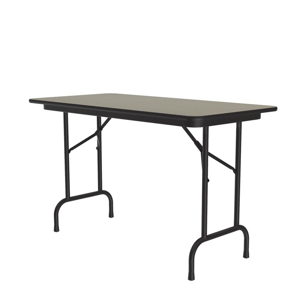 Deluxe High Pressure Top Folding Table 24x48" RECTANGULAR SAVANNAH SAND, BLACK. Picture 3
