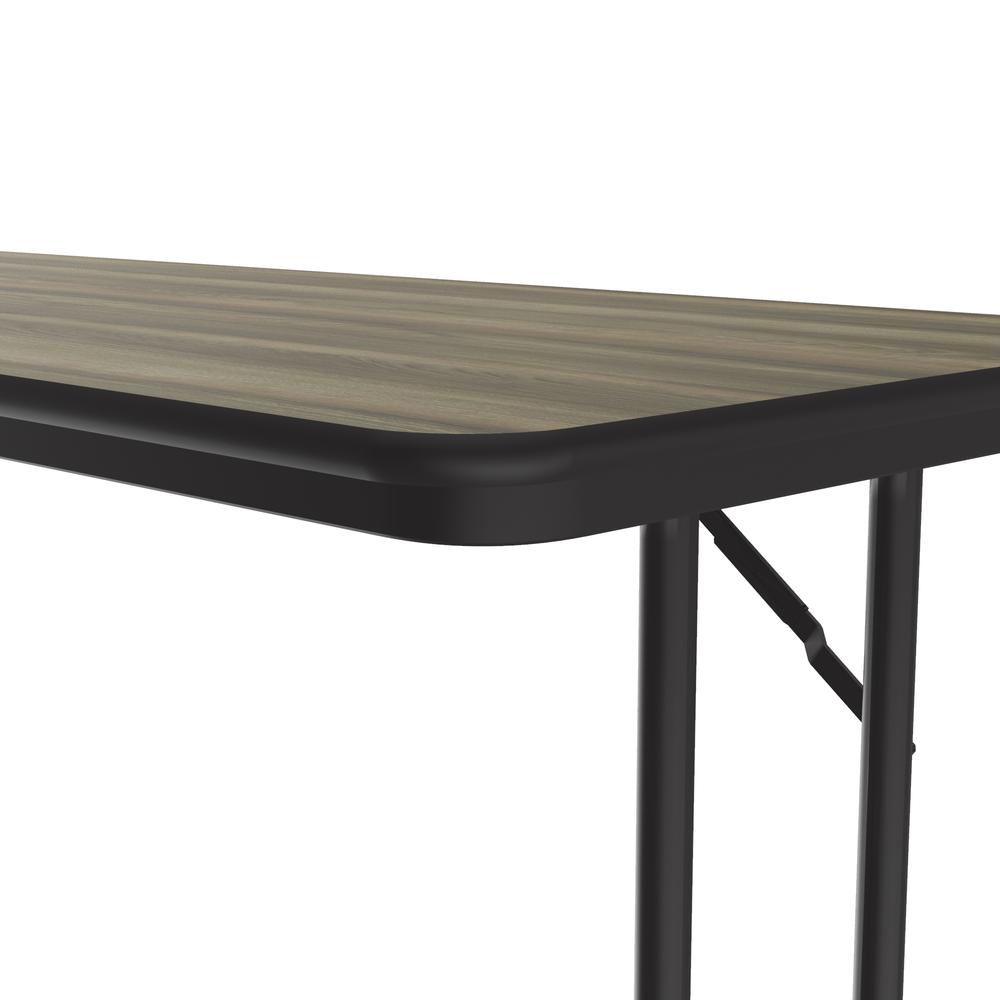 Deluxe High-Pressure Folding Seminar Table with Off-Set Leg 24x72", RECTANGULAR COLONIAL HICKORY BLACK. Picture 4