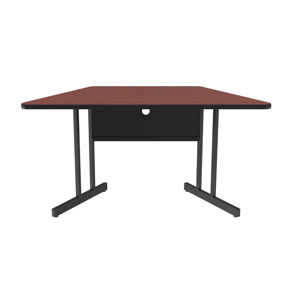 Desk Height Deluxe HIgh-Pressure Top, Trapezoid, Computer/Student Desks, 30x60" TRAPEZOID CHERRY, BLACK. Picture 5
