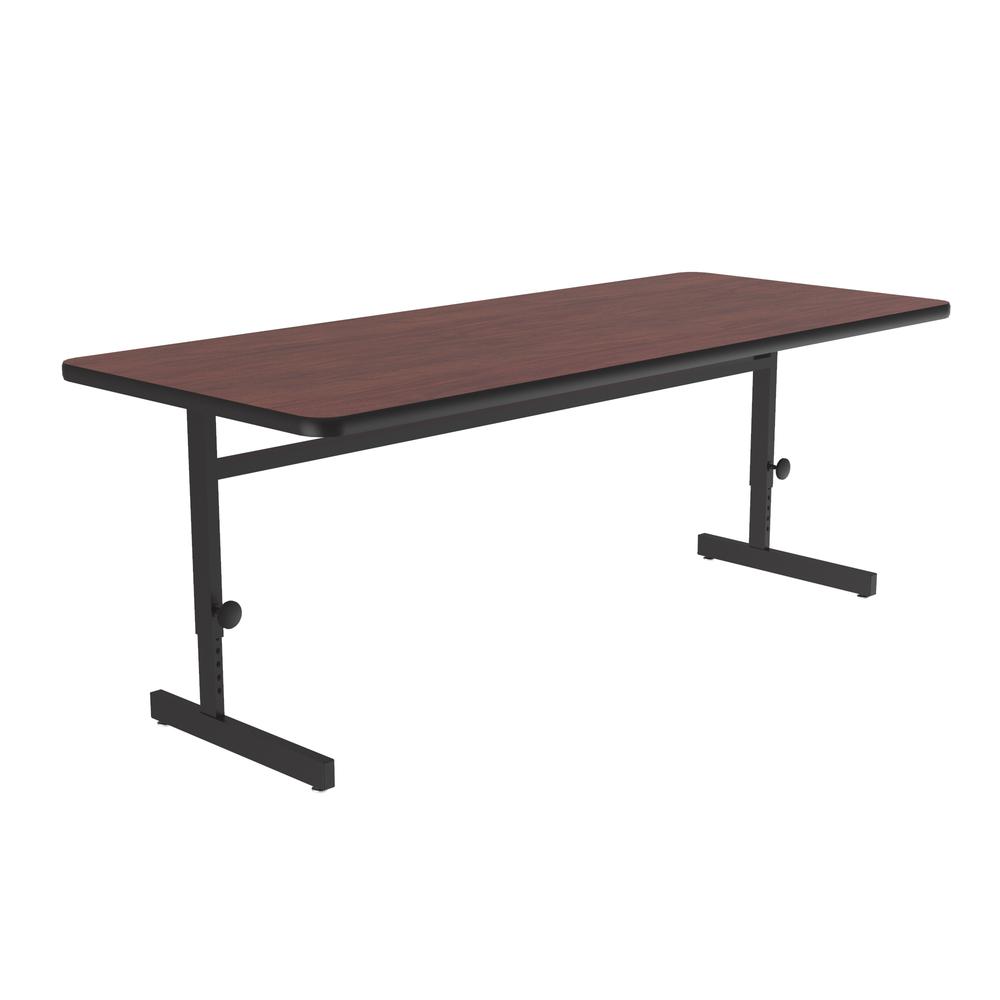 Adjustable Height Deluxe High-Pressure Top, Trapezoid, Computer/Student Desks, 30x60", TRAPEZOID, MAHOGANY BLACK. Picture 6