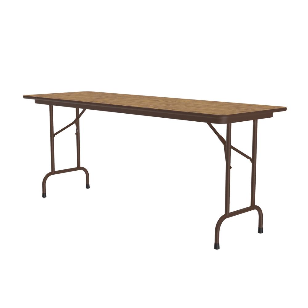 Solid High-Pressure Plywood Core Folding Tables, 24x72" RECTANGULAR MED OAK BROWN. Picture 6