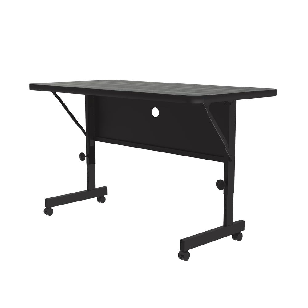 Deluxe High Pressure Top Flip Top Table 24x48", RECTANGULAR, NEW ENGLAND DRIFTWOOD, BLACK. Picture 1