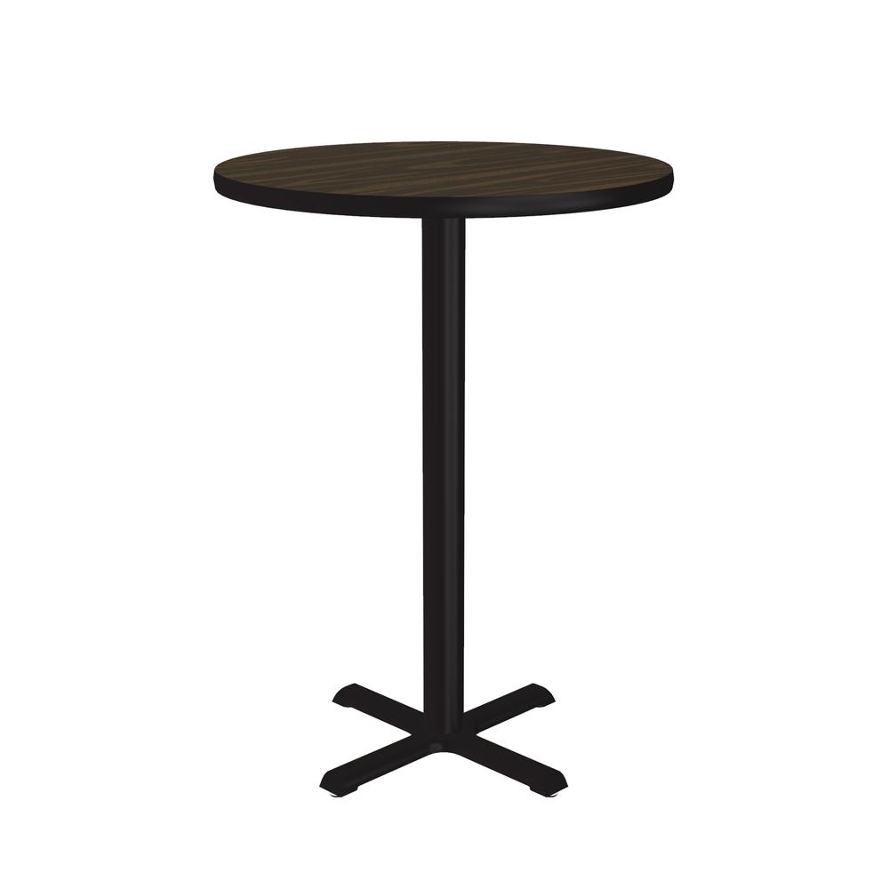 Bar Stool/Standing Height Commercial Laminate Café and Breakroom Table 24x24" ROUND, WALNUT, BLACK. Picture 6